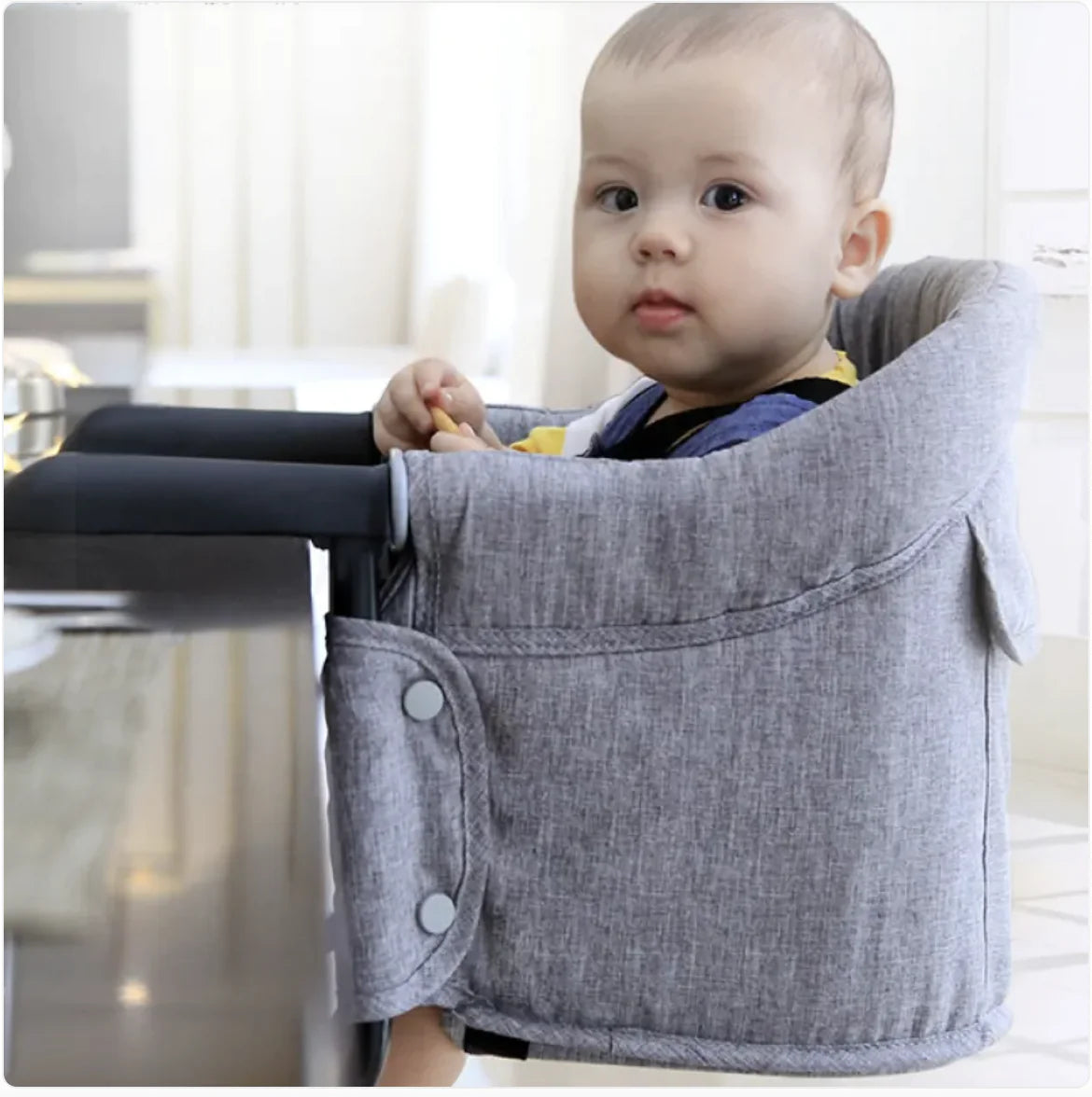 Portable Baby High Chair with Safety Belt and Dining Cover