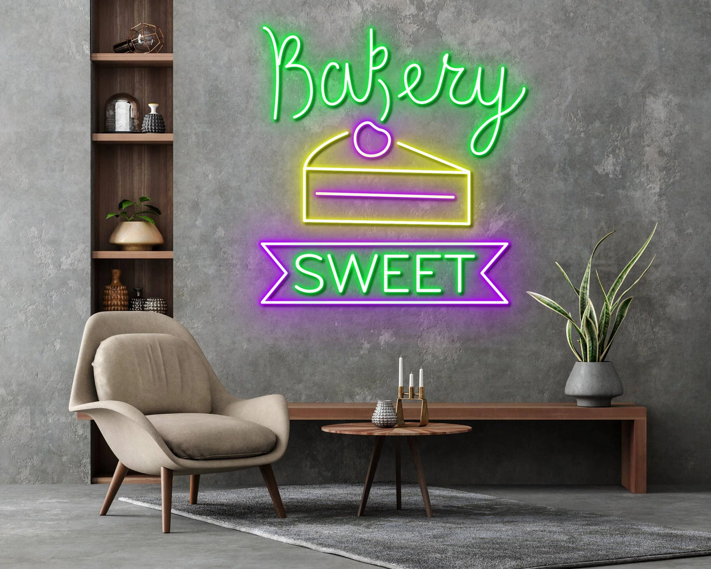 Bakery Birthday Cake Neon Sign, Bakery Wall Decor Signboard