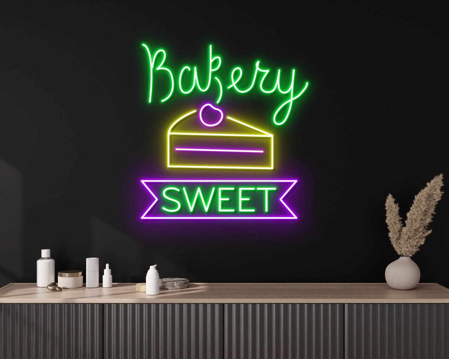 Bakery Birthday Cake Neon Sign, Bakery Wall Decor Signboard